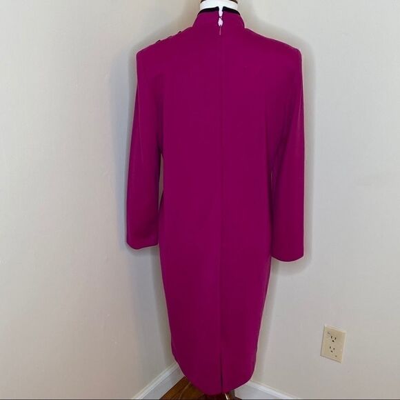 Caron Chicago Vintage Magenta Mock Neck Dress Sz 8 - Picture 3 of 6